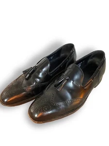Florsheim Men's Lexington Loafer Slip On 9.5 Black Leather Tassel Wingtip - Picture 1 of 6