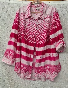 Damen Button Down Bluse CW Classics 3X rosa & weiß mit schönem Design gebraucht - Bild 1 von 6