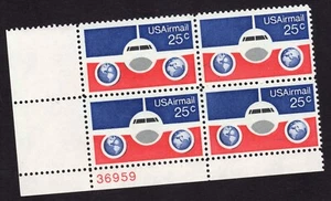 Scott #c89 Plane, Globes and Flags Plate Block of 4 Stamps -MNH P#36959 LL - Picture 1 of 1