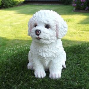 Gartenfigur Hund Welpe Malteser Bichon Frise 3243 Garten Deko lebensecht Figur