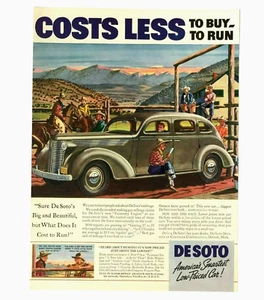 1937 De Soto Advertisement Western Ranch Cowboy Horse Vintage Car Print AD - Picture 1 of 1