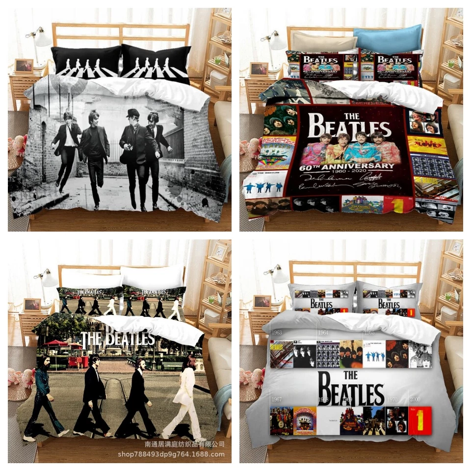 MARKENLOS Set lenzuola Rock Band The Beatles set copripiumino 3D 135 x 200 cm 200 x 200 cm nuovo