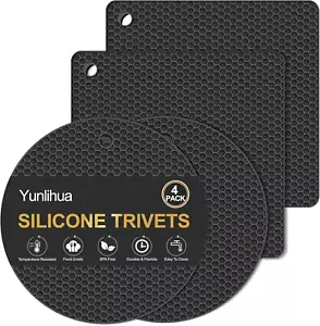 Silicone Trivet Mats, 4 Pack Hot Pads Pot Holders for Kitchen, Heat Resistant No - Picture 1 of 12