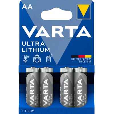 4 VARTA Ultra Lithium AA Pile Batterie Litio Stilo Mignon 1,5V Radio Flash Gps