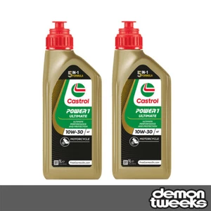 2 x Castrol Power 1 Ultimate 10W30 4T Fully Synthetic Motorcycle Engine Oil - 1L - Picture 1 of 6