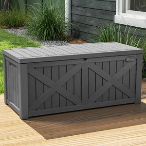 ModFusion 120 Gallon Large Deck Box Resin Outdoor Storage Boxes Dark Grey - Picture 1 of 5