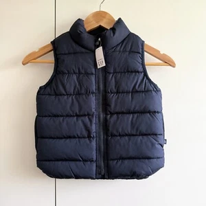 New Baby Gap Navy Puffer Vest Size 3T Pockets Zip Up Toddler Coat Jacket - Picture 1 of 6