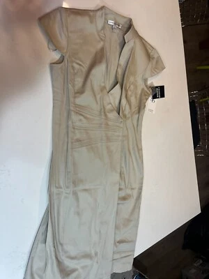 Vestido Sandra Darren Wrap bege pedra tamanho 6 poliéster elastano sem forro novo com etiquetas - Imagem 1 de 4