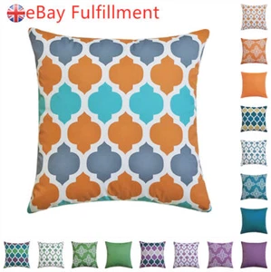 UK Waterproof Geometric Outdoor Cushion Cover Pillow Case Sofa Garden Decor NEW - Picture 1 of 61
