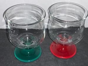 Libbey Cocktail/Desert Glasses 8 oz 1 w/Red Base & 1 Green Base - Picture 1 of 3