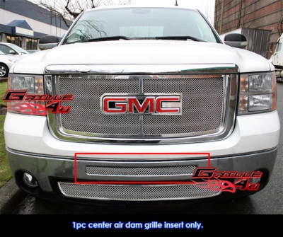 Fits 2007-2013 GMC Sierra 1500/07-10 2500 Top Bumper Stainless Chrome Mesh Grill - Image 1 of 2