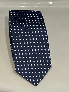 KNOT SOCIETY Krawatte NEU dunkelblau mit weißen Tupfen BAUMWOLLE 2,5”x 58” Neu mit Etikett - Bild 1 von 10