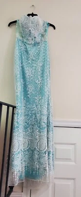 Vestido formal Tony Bowls Le Gala para mujer talla 8 azul aguamarina largo ajustado graduación  Foto 1 de 4