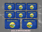 8 x 3D Stickers Resin Domed Flag Montana - USA Adhesive Decal Vinyl