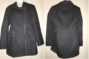Buffalo David Bitton Womens Blazer Jacket Coat Full Zip Belt Lining Black Large  - Picture 1 of 9