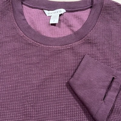 Camisa Athleta Mujer Pequeña Púrpura Tejido Waffle Mezcla Tencel Pullover Top Foto 1 de 4