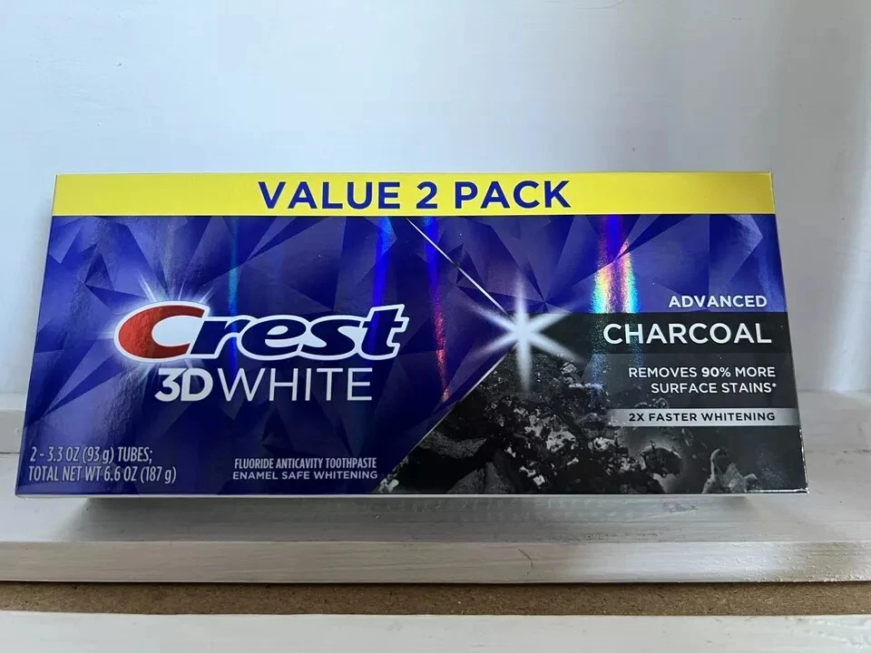Crest 3D White Charcoal Whitening Toothpaste 3.3 oz Pack of 2 USA IMPORT RARE