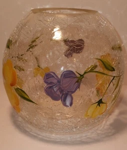 Fifth Avenue Ltd Crystal Crackle Glass Hand Painted Tea Light Lamp Base Only - Picture 1 of 10