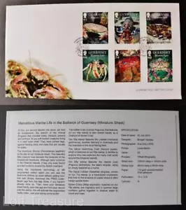 Guernsey Briefmarken: "Guernsey Marine Life II - Krebstiere" Ersttagsbrief 2014 - Bild 1 von 3