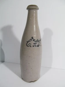 Antique mid 19th century, Grey salt glazed stoneware beer bottle Cobalt - Picture 1 of 8