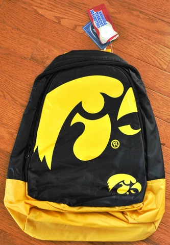 Iowa Hawkeyes BackPack / Back Pack Book Bag NEW NCAA - TEAM COLORS BIG LOGO Cover