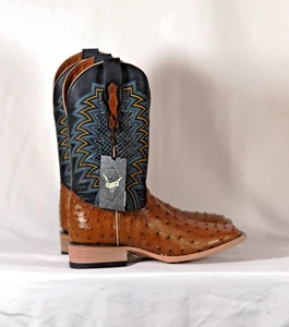 Vaccari Full Quill Ostrich Saddle Tan Herren Westernstiefel Größe 9 EE - Bild 1 von 4