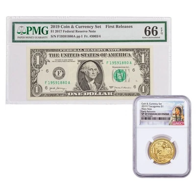 2019 $1 Native American Coin & Currency Set Enhanced Finish NGC SP69 ER - Image 1 of 2