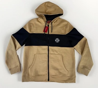 NWT Guess Men's Thor Full Zip Fleece Sweater Toasted Tape Size Large Hoodie - Image 1 of 4