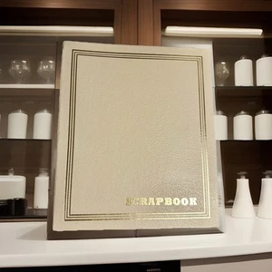 Large VTG 1960s Mid Century Cream & Gold Photo Album Paper Scrapbook NWOT - Picture 1 of 8