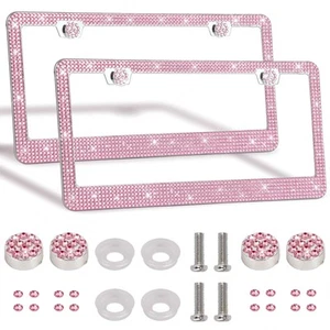 Paquete de 2 marcos de matrícula Bling marco de matrícula brillante premium para mujer... - Imagen 1 de 7
