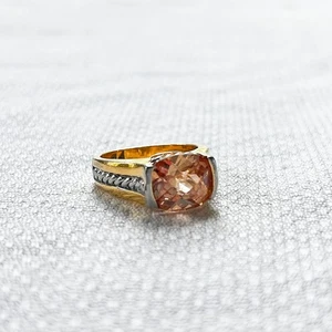 Premier Designs Topaz & Gold & Silver-Tone Cocktail Ring - Estate Jewelry - Sz 6 - Picture 1 of 11
