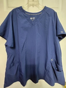 Wonderwink W123 Women's Scrub Top size 3X-Navy V-Neck-Chest 29.5"/L 30" - Picture 1 of 4