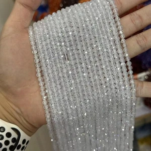 2/3 mm Echte Natürliche Mikro Rund Facettiert Weiß Zirkon Perlen Für Schmuck Herstellung - Bild 1 von 7