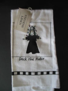 NEW 1 terry cloth towel featuring "Deck the Habit" Nun Series,  approx. 16"x 27" - Picture 1 of 3