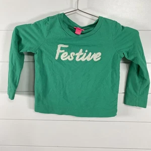 Lilly Pulitzer Shirt Girls Small 4-5 Green Festive Chenille Holiday Long Sleeve - Picture 1 of 10
