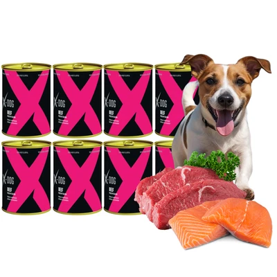 Hundefutter Nassfutter Hund 8x 800g mit Rind Lachs Getreidefrei Glutenfrei X-DOG - Bild 1 von 4