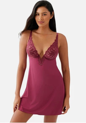 Wacoal женщин после наступления темноты вышитая сорочка Рекомендуемая розничная цена производителя $120 новый с Ярлыками красная слива - Изображение 1 из 4