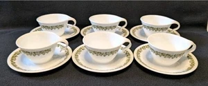 Mid Century Vintage Corelle Spring Blossom Hook Handle Cup & Saucer Set of 6 - Picture 1 of 3