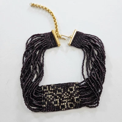 Gargantilla collar multihilo con cuentas de vidrio de ensalada Miriam firmada de colección Foto 1 de 4