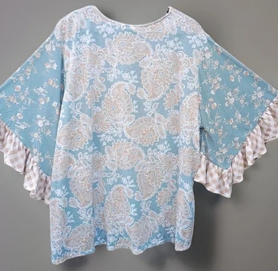 Cato 女式衬衫春开碧玺上衣 22/24 衬衫荷叶边弹性新品 — 第 1/4 张图片