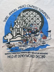 Vintage Mako Marine Disney World Shirt Mens Medium Pink 1989 Christmas Boat - Picture 1 of 8