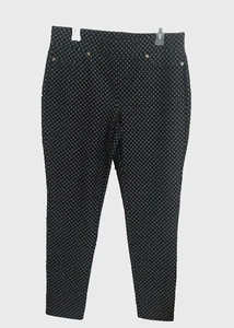 Michael Kors Pull On Hose schwarz gepunktet Damen Legging Stretch Strick Jeans L - Bild 1 von 5