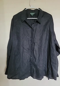 Vintage Ralph Lauren 100% Linen Shirt 3XL Women’s Black - Picture 1 of 3
