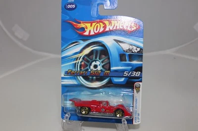 Ferrari 512 M 2006 Hot Wheels #005 primeras ediciones 5/38 rojo con oro 5 radios Foto 1 de 3