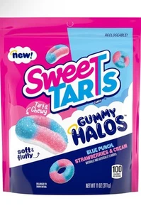 🔴 New Limited Sweet Tarts Gummy Halos Blue Punch Strawberry Cream Bag 11oz - Picture 1 of 2