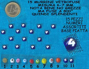 15 Millefiori Murano Cocido Números Medida 6-7MM para Hacer Colgantes Anillos, - Imagen 1 de 1