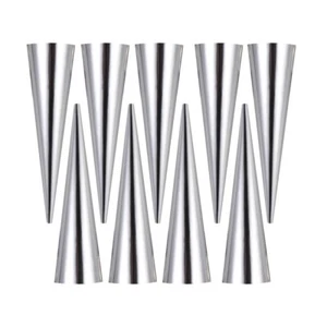 9 Pcs Cream Cone Pastry Horns Molds Stainless Steel Cone Shape - Picture 1 of 11