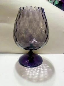 EMPOLI  Vase Brandy Snifter Diamond Optic Quilted LARGE  AMETHYST Glass 10x7 - Picture 1 of 2