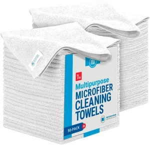 All Purpose Microfiber Towels - 50 Pack - Reusable Wash Cloths, Dust, Kitchen, C - Picture 1 of 12