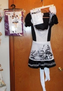 DARK ALICE HALLOWEEN COSTUME BY CALIFORNIA COSTUME, SM. 6-8 ADULT. SMILING CAT! - Picture 1 of 8
